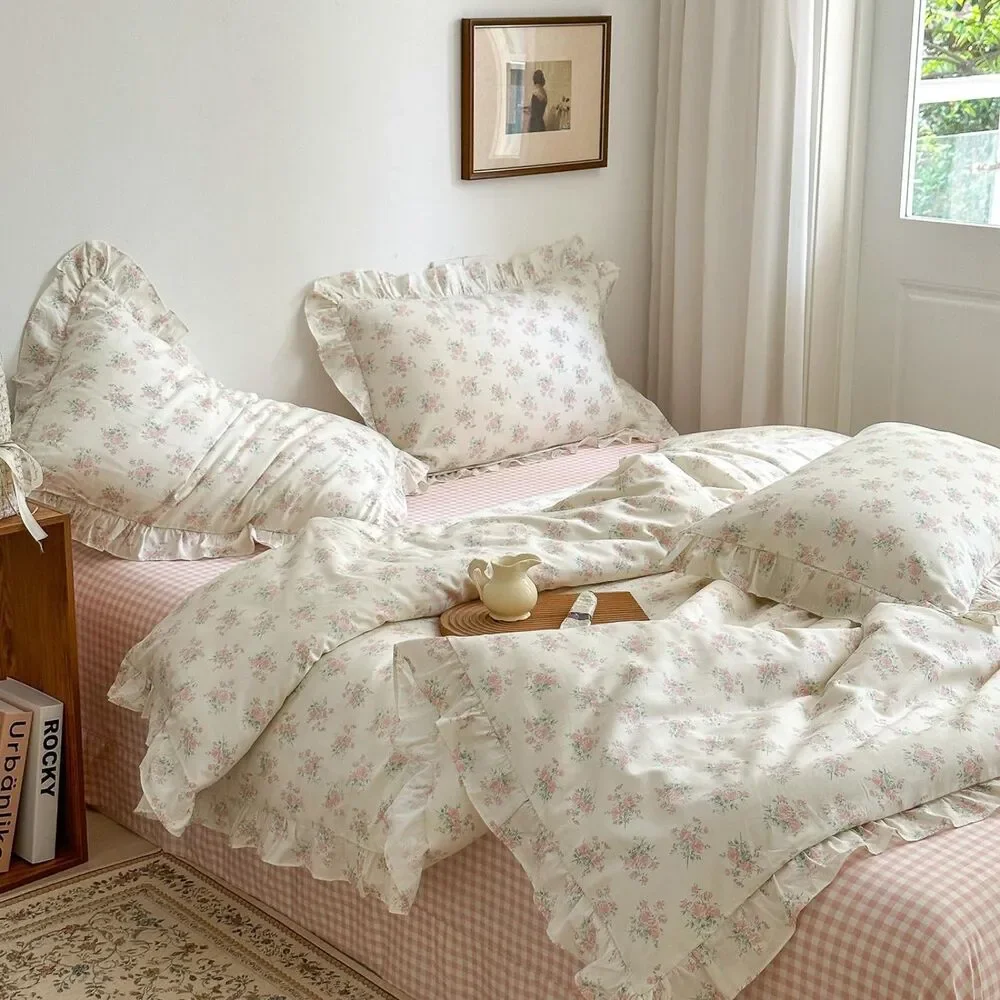 Twin XL Duvet Cover Set (Pink & Cream Floral)